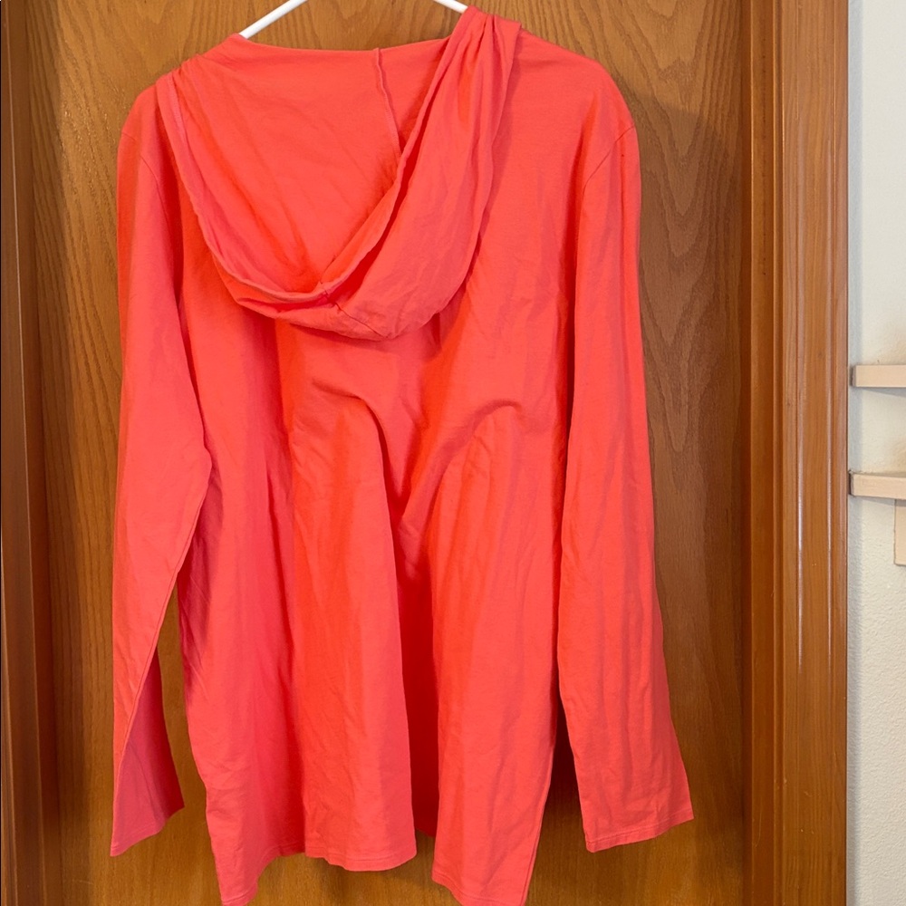 Life is Good Coral Hooded V-Neck Long Sleeve Tee - "Oh What a Beautiful Day" - Picture 2 of 8